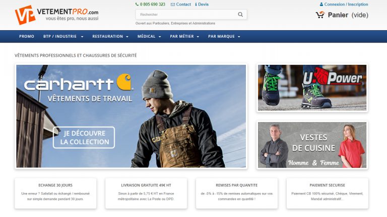 boutique vetement travail vetementpro.com